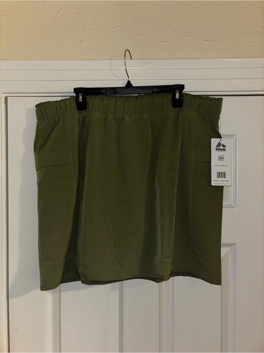 RBX Olive Green Elastic-Waist Mini Skirt with Built In Spandex Shorts